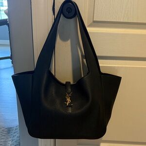 Yves Saint Laurent Bea Black Tote in grained leather with Gold Logo. Like new!